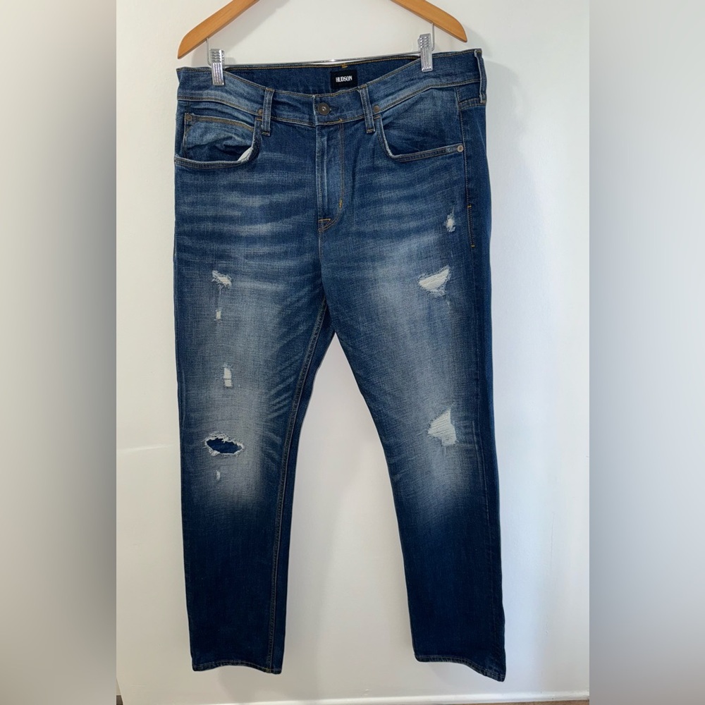 Hudson Men's Distressed Jeans, 36x34, 99% Cotton 1% Elastane,Very Good Condition